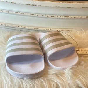 White and Gold Adidas Sandals